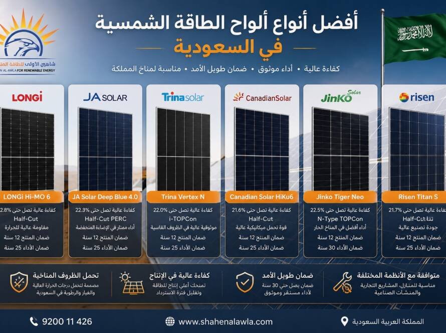 افضل انواع الواح الطاقة الشمسية في السعودية